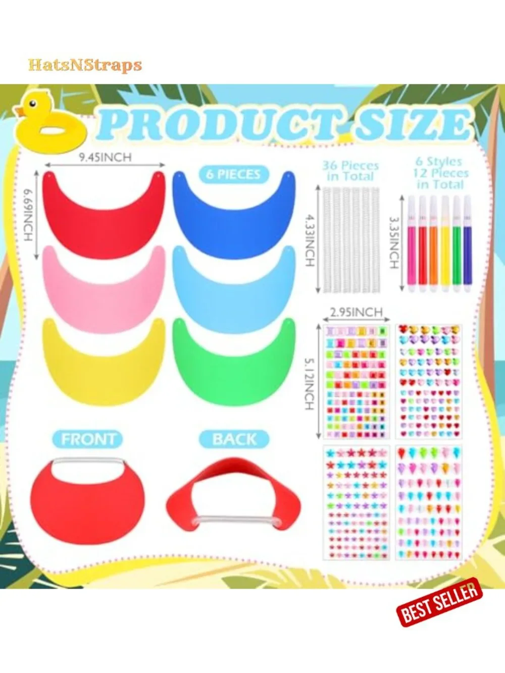 EVA Foam Visor Craft Kit - 36 Hats for DIY Summer Party Activities